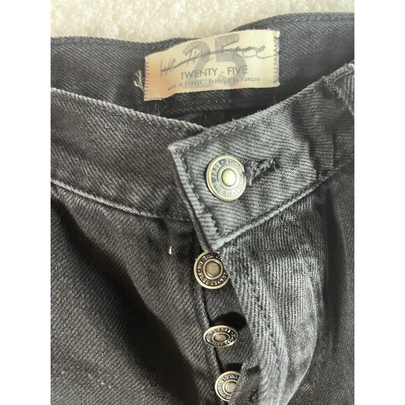 Free People We The Free Jeans Womens 25 Button Fly Straight Leg Distressed Black - Picture 7 of 16